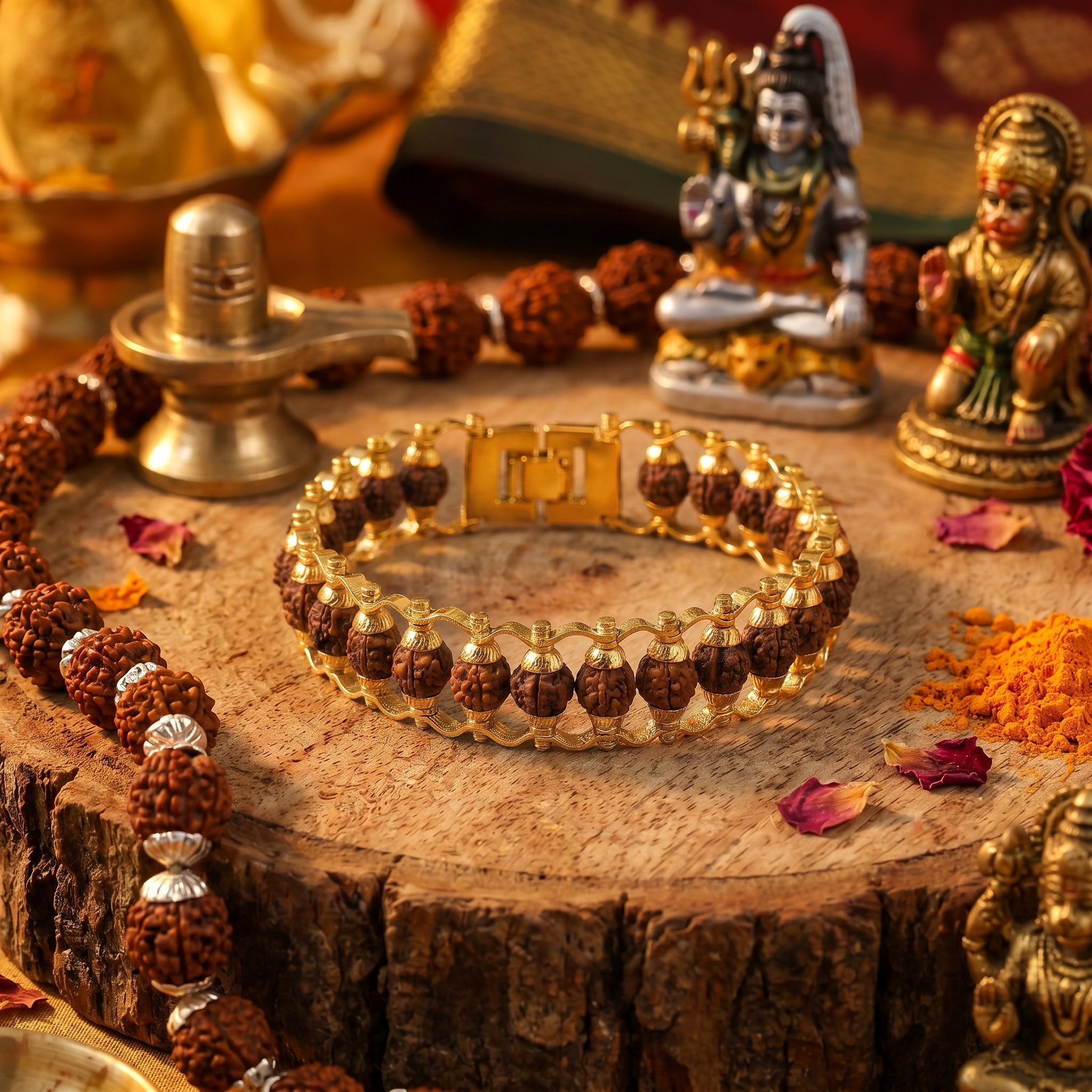Gold Plated 5 Mukhi Rudraksha Bracelet (Govt. Certified)