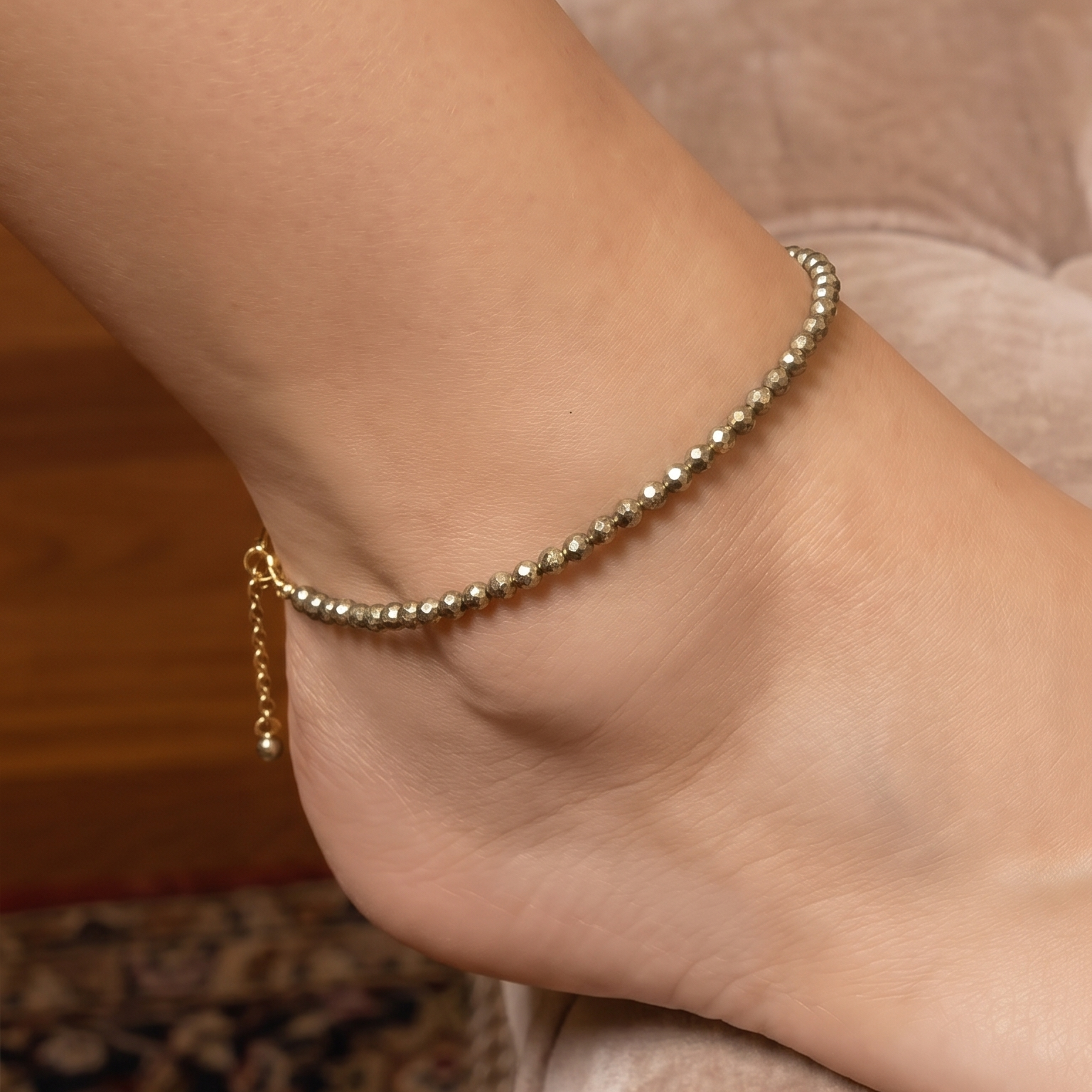 Maa Laxmi Raw Pyrite Anklet For Money And Growth - Buy 1 Get 1 Free✨